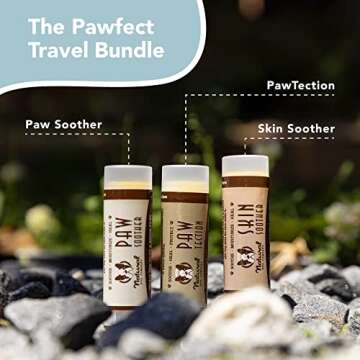 Natural Dog Company Balm Set, Travel Size Bundle with Paw Soother, Skin Soother and PawTection Heali...