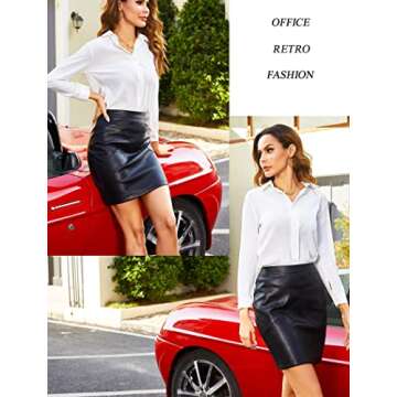 Zeagoo Women Basic Versatile Faux Leather Bodycon High Waisted Pencil Skirts, Black, Medium