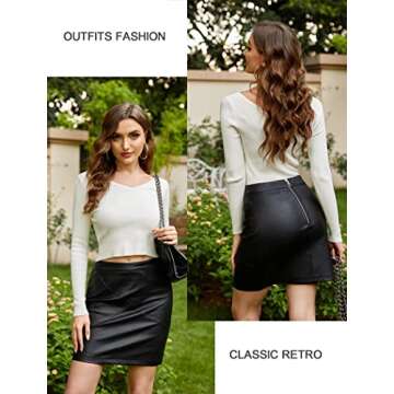 Zeagoo Women Basic Versatile Faux Leather Bodycon High Waisted Pencil Skirts, Black, Medium