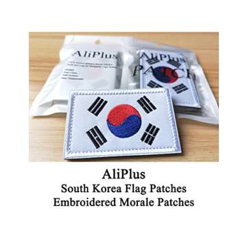 2 PCS AliPlus South Korea Flag Patches Embroidered Tactical Military Morale Patch Applique Fastener ...