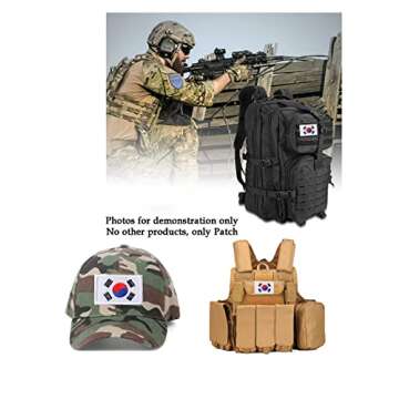 2 PCS AliPlus South Korea Flag Patches Embroidered Tactical Military Morale Patch Applique Fastener Hook and Loop