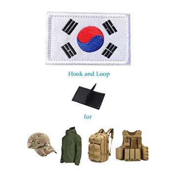 2 PCS AliPlus South Korea Flag Patches Embroidered Tactical Military Morale Patch Applique Fastener Hook and Loop