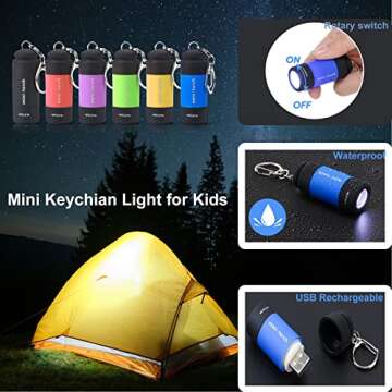 Cussity Mini Flashlight Keychain Rechargeable, Colorful Small LED Flashlight Torches for Kids/Adult ...