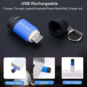 Colorful Mini Flashlight Keychains - Rechargeable & Waterproof