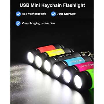 Colorful Mini Flashlight Keychains - Rechargeable & Waterproof
