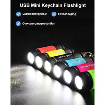 Colorful Mini Flashlight Keychains - Rechargeable & Waterproof
