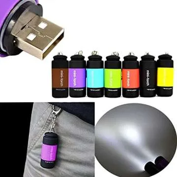 Colorful Mini Flashlight Keychains - Rechargeable & Waterproof