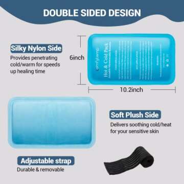 Comfytemp Reusable Gel Ice Packs for Injuries, 2 Pack with Double Sided Design, Hot & Cold Packs Compress for Injury, Body Pain Relief, Knees, Shoulders, Back, Ankles, Arms, Elbow, FSA HSA Eligible