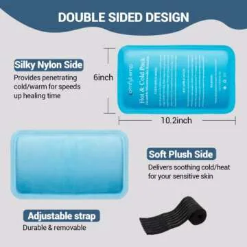 Comfytemp Reusable Gel Ice Packs for Injuries, 2 Pack with Double Sided Design, Hot & Cold Packs Compress for Injury, Body Pain Relief, Knees, Shoulders, Back, Ankles, Arms, Elbow, FSA HSA Eligible