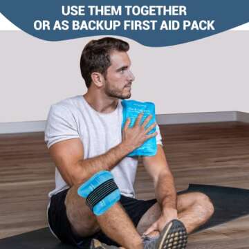 Comfytemp Reusable Gel Ice Packs for Injuries, 2 Pack with Double Sided Design, Hot & Cold Packs Compress for Injury, Body Pain Relief, Knees, Shoulders, Back, Ankles, Arms, Elbow, FSA HSA Eligible