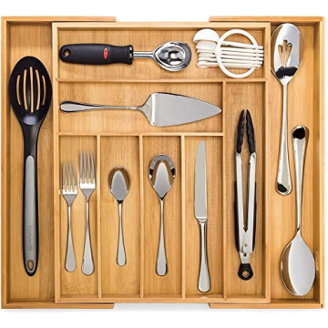 Adjustable Bamboo Drawer Organizer for Perfect Kitchen Organization