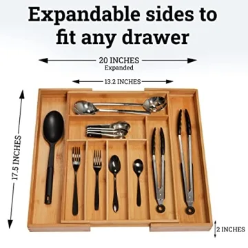 Adjustable Bamboo Drawer Organizer for Perfect Kitchen Organization