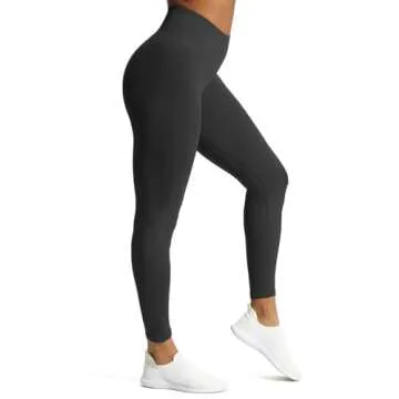 Aoxjox Workout Seamless Leggings for Women High Waisted Fitness Yoga Contour Sculpt Pants (Black, X-Small)