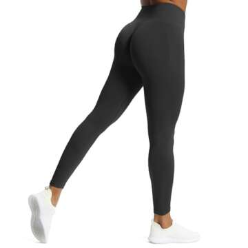 Aoxjox Workout Seamless Leggings for Women High Waisted Fitness Yoga Contour Sculpt Pants (Black, X-Small)