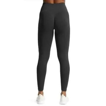 Aoxjox Workout Seamless Leggings for Women High Waisted Fitness Yoga Contour Sculpt Pants (Black, X-Small)