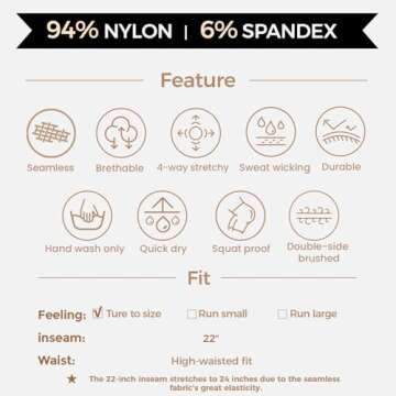 Aoxjox Workout Seamless Leggings for Women High Waisted Fitness Yoga Contour Sculpt Pants (Black, X-Small)