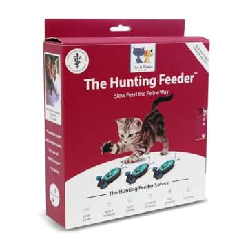 SPOT Doc and Phoebe's Cat Hunting Feeder - Interactive Indoor Slow Feeder & Treat Dispenser Toy, Enc...