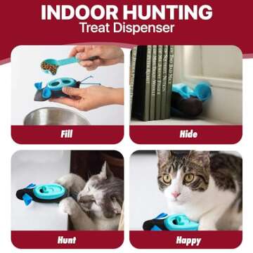 SPOT Doc and Phoebe's Cat Hunting Feeder - Interactive Indoor Slow Feeder & Treat Dispenser Toy, Encourage Natural Instinct to Hunt, Solve Behavioral Problems & Obesity, Set Includes 3 Mice and Scoop