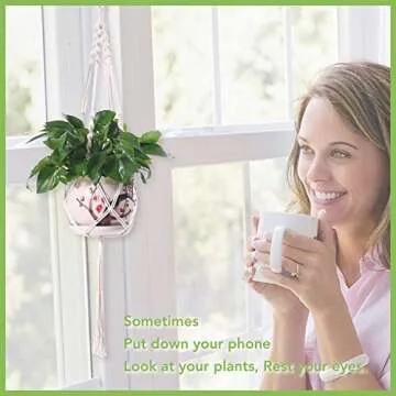 Macrame Plant Hangers - 4 Pack Handmade Cotton Decor