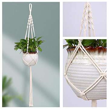 Macrame Plant Hangers - 4 Pack Handmade Cotton Decor