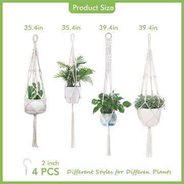 Macrame Plant Hangers - 4 Pack Handmade Cotton Decor