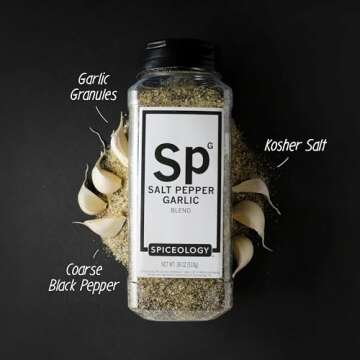 Spiceology - Salt Pepper Garlic - SPG - Use On: Steak, Chicken, Hamburgers, Brisket, Turkey, Stew - BBQ Rub - Seasoned Salt - Spices and Seasonings - Grill Seasoning