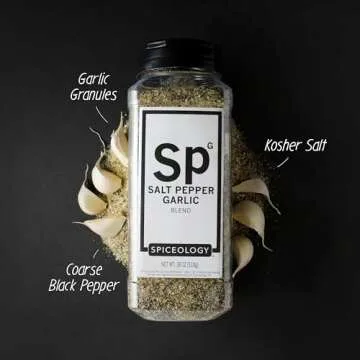 Spiceology - Salt Pepper Garlic - SPG - Use On: Steak, Chicken, Hamburgers, Brisket, Turkey, Stew - BBQ Rub - Seasoned Salt - Spices and Seasonings - Grill Seasoning