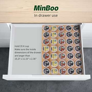 MinBoo BamBoo k cup holder Drawer or Countertop k cup Organizer Coffee Pod Holder Hold 35 Coffee Pod...