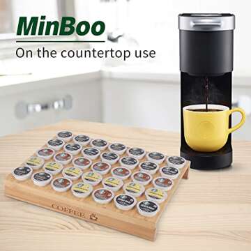 MinBoo Bamboo K-Cup Holder for Organized Coffee Pods
