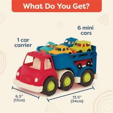 B. toys Eco-Friendly Car Carrier with 6 Mini Cars for Toddlers