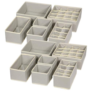 Organize with TENABORT 12 Pack Foldable Drawer Organizer