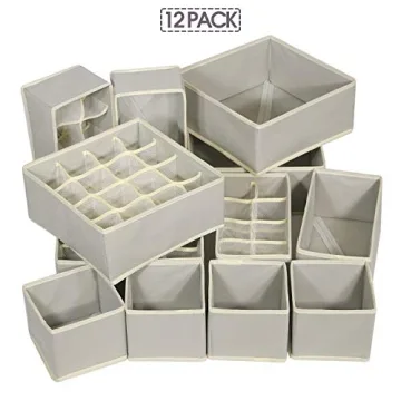 Organize with TENABORT 12 Pack Foldable Drawer Organizer