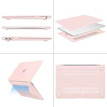 MOSISO Compatible with MacBook Air 13 inch Case 2022, 2021-2018 Release A2337 M1 A2179 A1932, Plastic Hard Shell&Keyboard Cover&Screen Film&Storage Bag for MacBook Air 13.3 inch Case, Chalk Pink