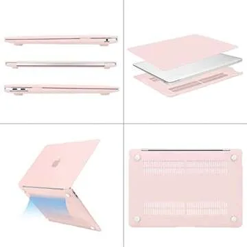 MOSISO Compatible with MacBook Air 13 inch Case 2022, 2021-2018 Release A2337 M1 A2179 A1932, Plastic Hard Shell&Keyboard Cover&Screen Film&Storage Bag for MacBook Air 13.3 inch Case, Chalk Pink