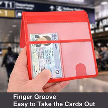 Cacturism Car Registration and Insurance Holder, Vehicle Glove Box Car Organizer Men Women Wallet Accessories Case for Cards, Essential Document, Driver License, Red