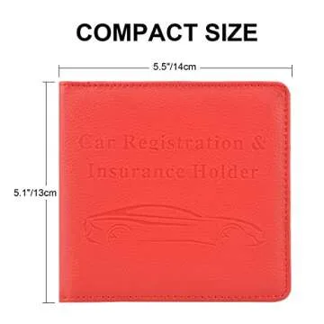 Cacturism Car Registration and Insurance Holder, Vehicle Glove Box Car Organizer Men Women Wallet Accessories Case for Cards, Essential Document, Driver License, Red