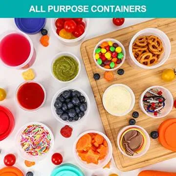 Caperci Leakproof Baby Food Containers, Freezer Safe, Dishwasher Safe, BPA Free, Airtight Stackable Small Snacks & Condiment Container with Lids, 8-Count(2 oz & 5 oz)