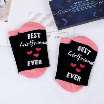 Birthday Gifts For Women,Valentines Socks Gifts For Her,Best Girlfriend Ever Socks Novelty Funny Socks,Unique Gifts Idea