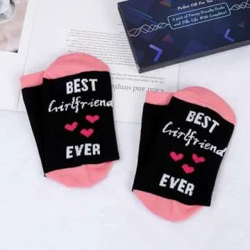 Birthday Gifts For Women,Valentines Socks Gifts For Her,Best Girlfriend Ever Socks Novelty Funny Socks,Unique Gifts Idea
