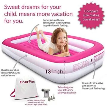 EnerPlex Inflatable Travel Bed for Kids and Toddlers
