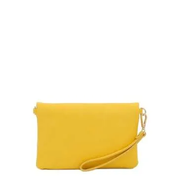 FashionPuzzle Envelope Wristlet Clutch Crossbody Bag with Chain Strap (Yellow) One Size