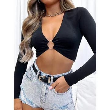 Stylish Black Long Sleeve Crop Top for Women
