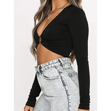 Stylish Black Long Sleeve Crop Top for Women