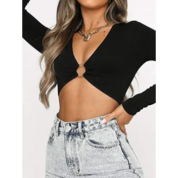 Stylish Black Long Sleeve Crop Top for Women