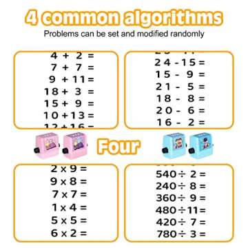 YINGK YK 4 Pcs Smart Math Roller Stamp, Stamp for Addition Subtraction Multiplication Division, and Practice Within 100 (4PCS)