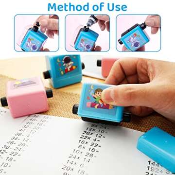YINGK YK 4 Pcs Smart Math Roller Stamp, Stamp for Addition Subtraction Multiplication Division, and Practice Within 100 (4PCS)