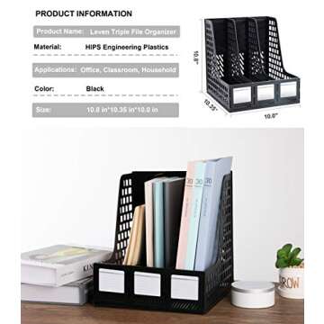 Leven Magazine File Holder Desk Organizer for Office Storage
