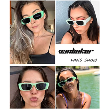 Stylish VANLINKER Retro Rectangle Sunglasses with UV400 Protection