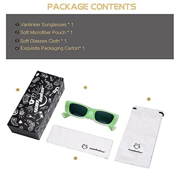 Stylish VANLINKER Retro Rectangle Sunglasses with UV400 Protection
