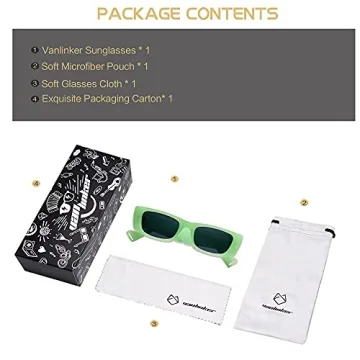 Stylish VANLINKER Retro Rectangle Sunglasses with UV400 Protection